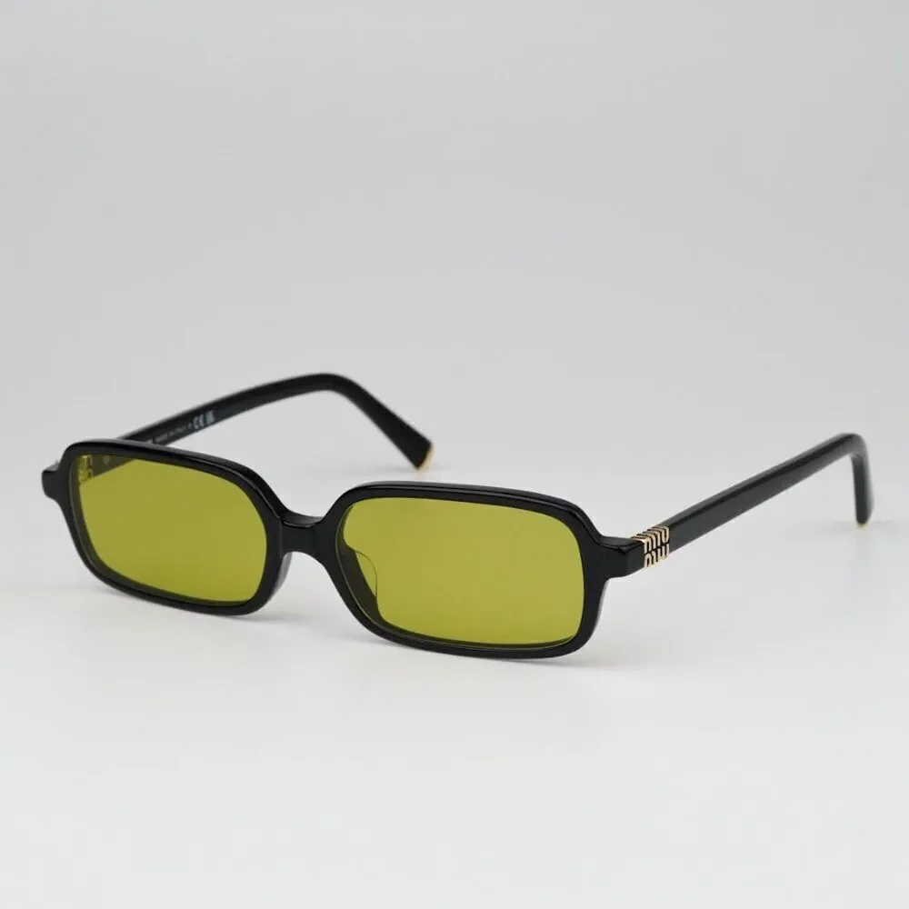 NEW Miu Miu MU11ZSF 16K07O Black Olive Green Rectangle Unisex Sunglasses